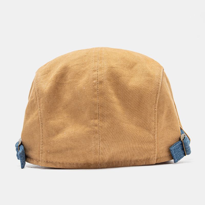 Menn Bomull Kontrast Fargesøm Fritids Forward Hat Flat Cap Beret Cap