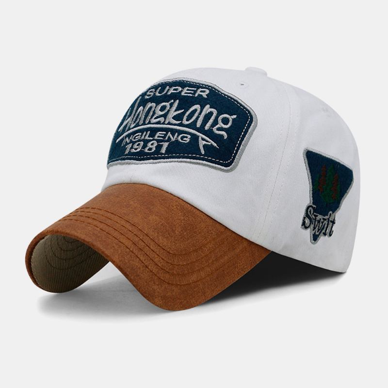 Menn Bomull Letter Broderi Patch Montert Cap Utendørs Fritids Solkrem Solskjerm Baseball Cap