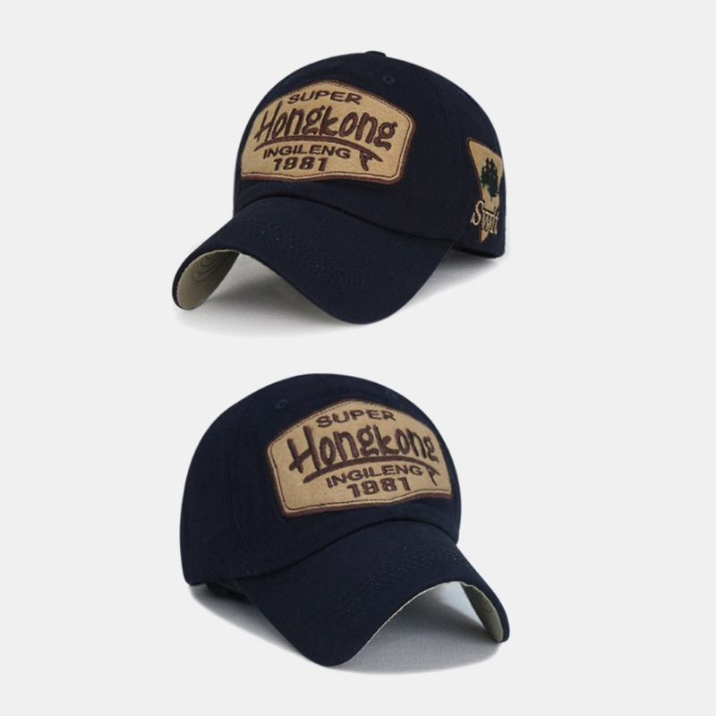 Menn Bomull Letter Broderi Patch Montert Cap Utendørs Fritids Solkrem Solskjerm Baseball Cap