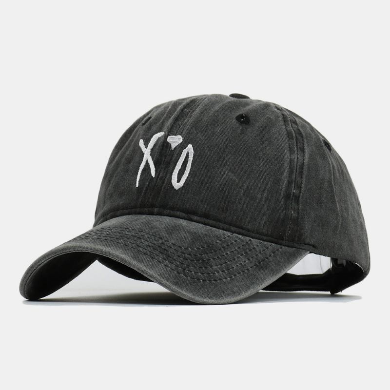 Menn Bomull Letter Xo Broderi Twill Cap Utendørs Uformell Vill Justerbar Solkrem Baseball Cap