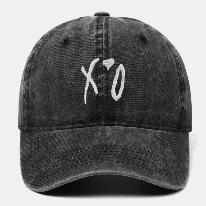 Menn Bomull Letter Xo Broderi Twill Cap Utendørs Uformell Vill Justerbar Solkrem Baseball Cap