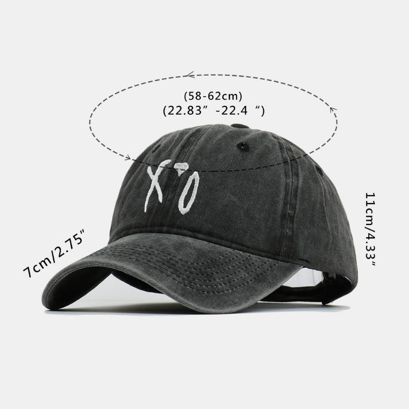 Menn Bomull Letter Xo Broderi Twill Cap Utendørs Uformell Vill Justerbar Solkrem Baseball Cap