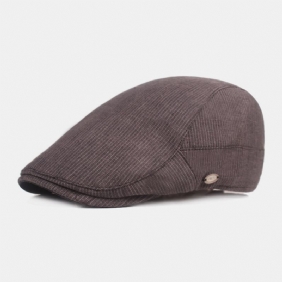 Menn Bomull Lin Beret Cap Stripete Mønster Uformelt Solskjerming Forover Cap Flat Hat