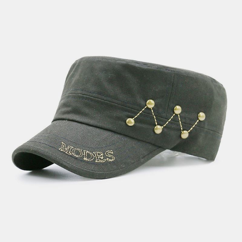 Menn Bomull Lin Bokstaver Broderi Nagledekorasjon Utendørs Solseil Uformell Militær Cap Flat Cap