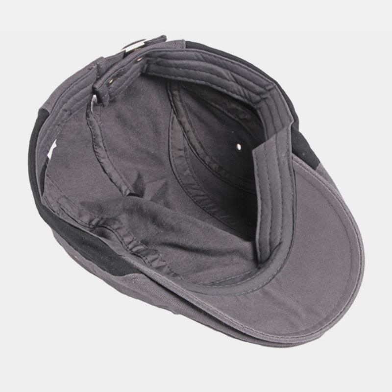 Menn Bomull Patchwork Farge Britisk Stil Utendørs Fritids All-match Sunvisor Forward Hat Beret Hat