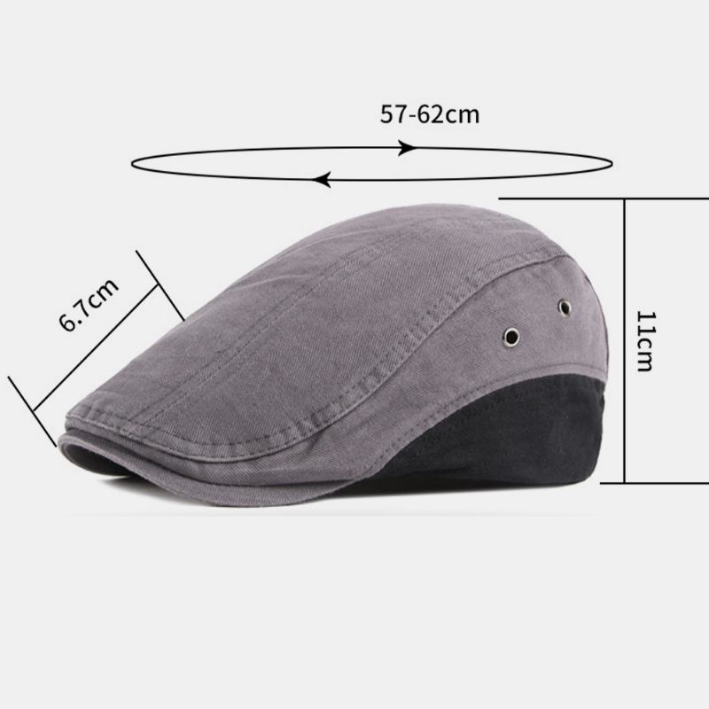 Menn Bomull Patchwork Farge Britisk Stil Utendørs Fritids All-match Sunvisor Forward Hat Beret Hat