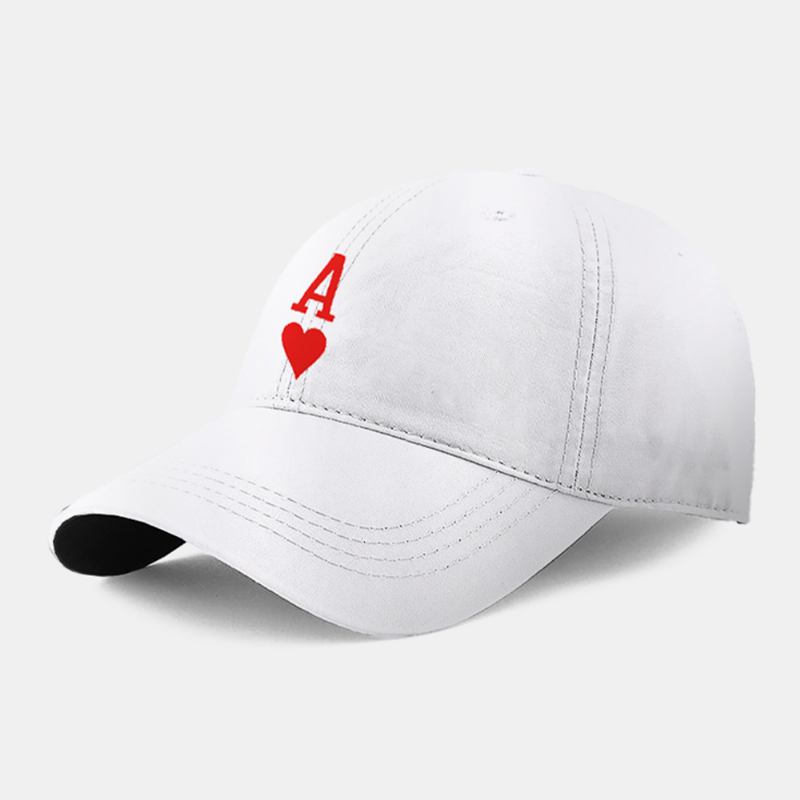 Menn Bomull Solid Color Poker Love Letter Spader En Fritids Baseball Cap Med Mønster