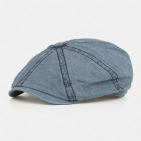 Menn Bomull Vasket Ensfarget Uformell Mote Åttekantet Lue Newsboy Hat Beret Hat