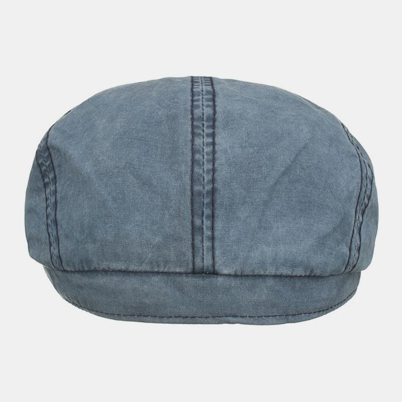 Menn Bomull Vasket Ensfarget Uformell Mote Åttekantet Lue Newsboy Hat Beret Hat