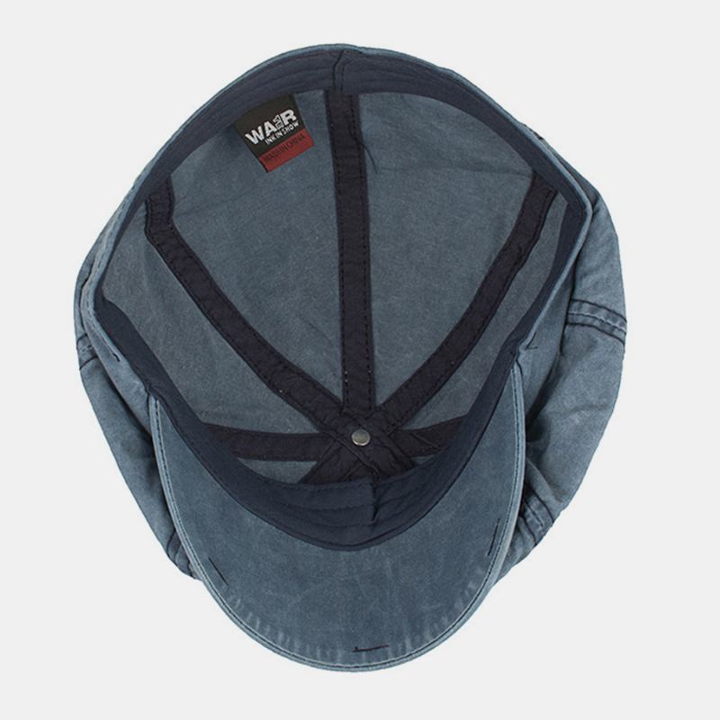 Menn Bomull Vasket Ensfarget Uformell Mote Åttekantet Lue Newsboy Hat Beret Hat