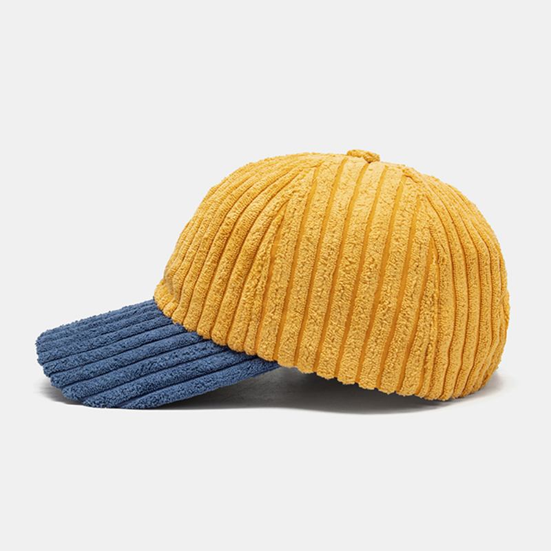 Menn Corduroy Kontrast Farge Uformell Ungdom Personlighet Solskjerm Curve Rim Baseball Hat