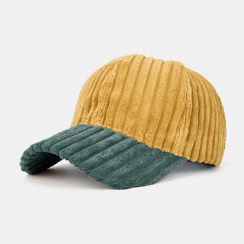 Menn Corduroy Kontrast Farge Uformell Ungdom Personlighet Solskjerm Curve Rim Baseball Hat