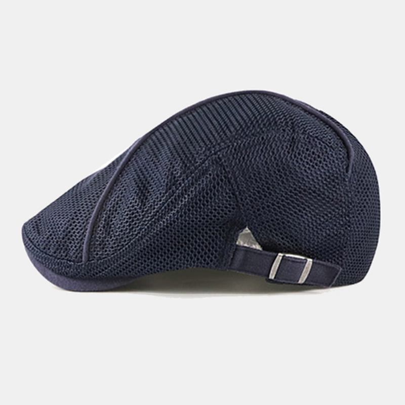 Menn Dacron Solid Color Mesh Pustende Solkrem Beret Flat Cap