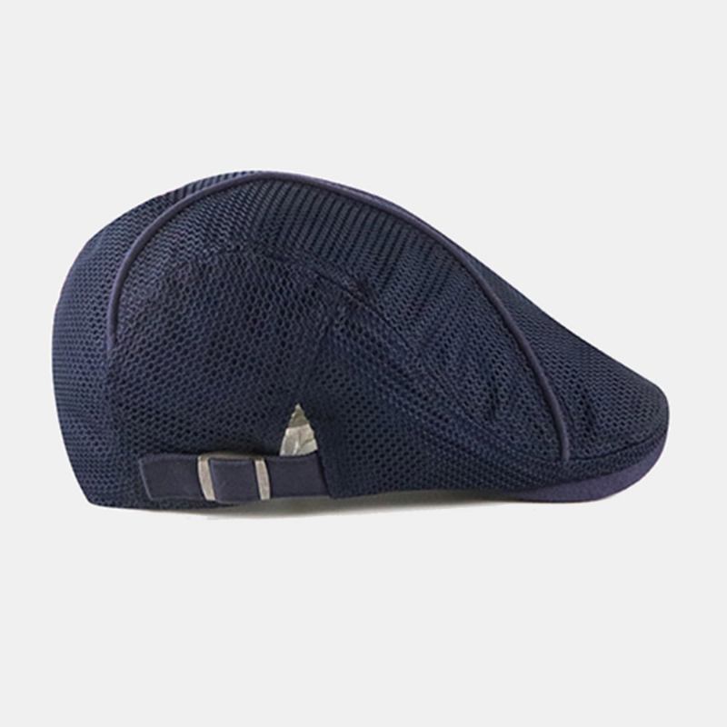 Menn Dacron Solid Color Mesh Pustende Solkrem Beret Flat Cap