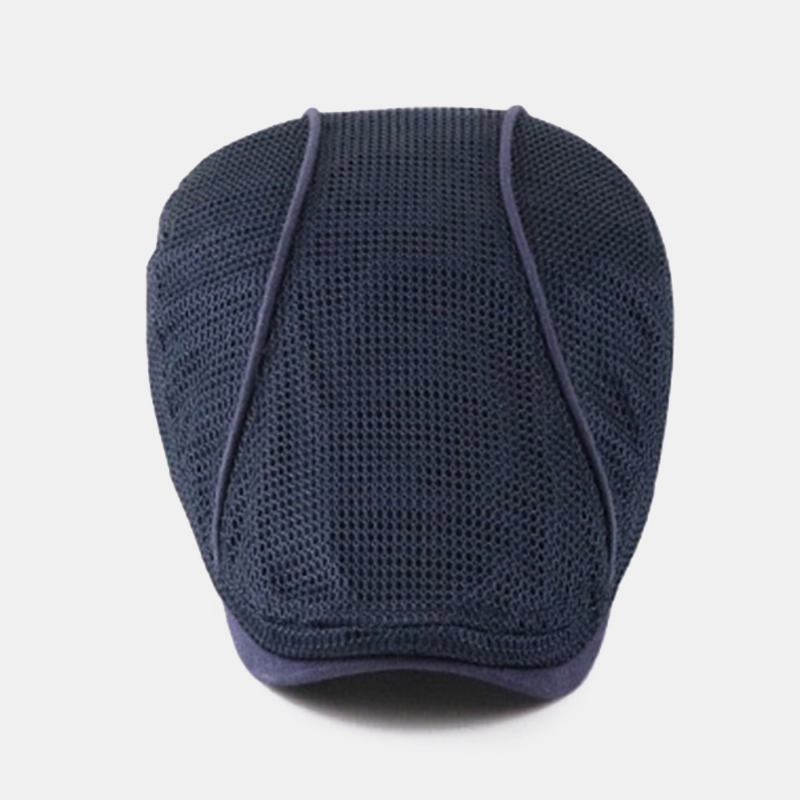 Menn Dacron Solid Color Mesh Pustende Solkrem Beret Flat Cap