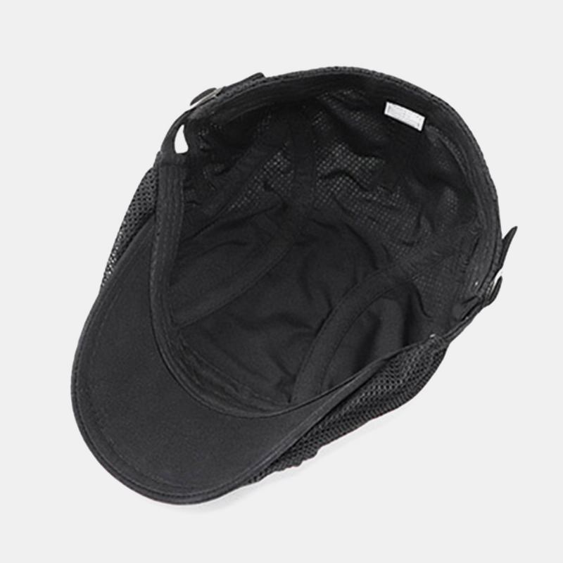 Menn Dacron Solid Color Mesh Pustende Solkrem Beret Flat Cap