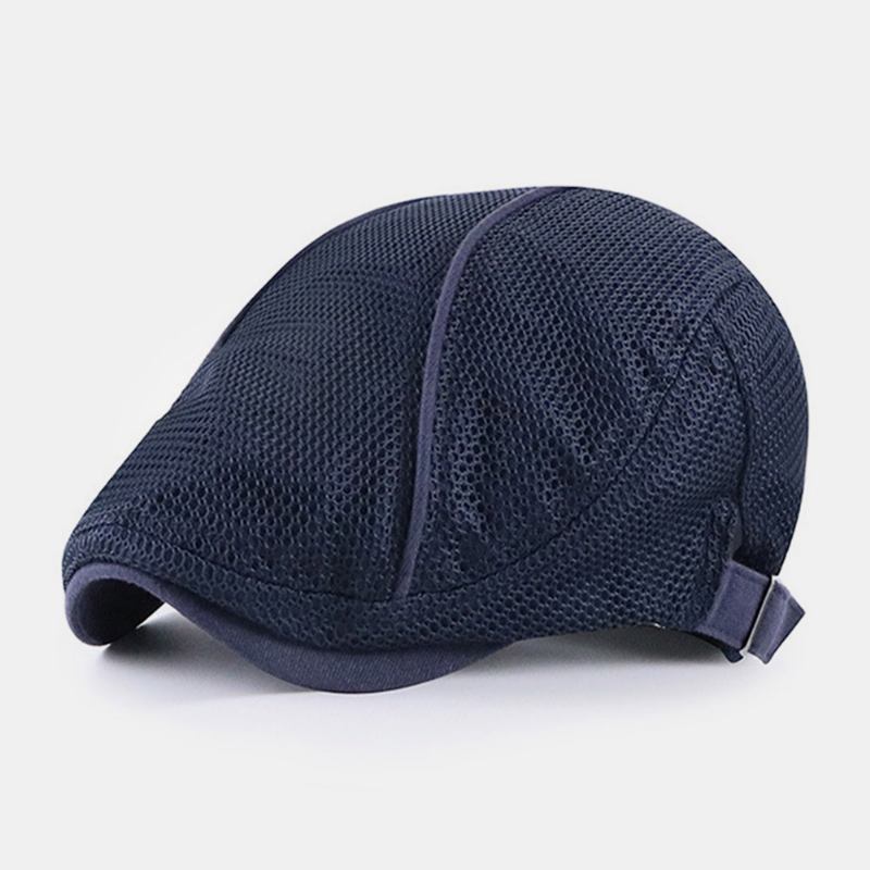 Menn Dacron Solid Color Mesh Pustende Solkrem Beret Flat Cap