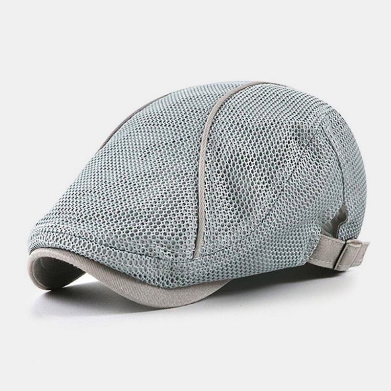 Menn Dacron Solid Color Mesh Pustende Solkrem Beret Flat Cap