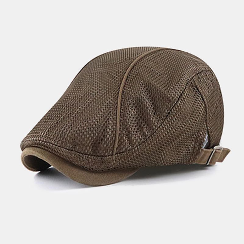 Menn Dacron Solid Color Mesh Pustende Solkrem Beret Flat Cap