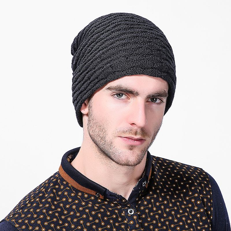 Menn Dame Stripe Strikket Tykkere Varm Beanie Cap