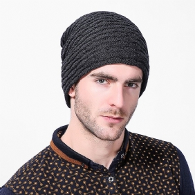 Menn Dame Stripe Strikket Tykkere Varm Beanie Cap