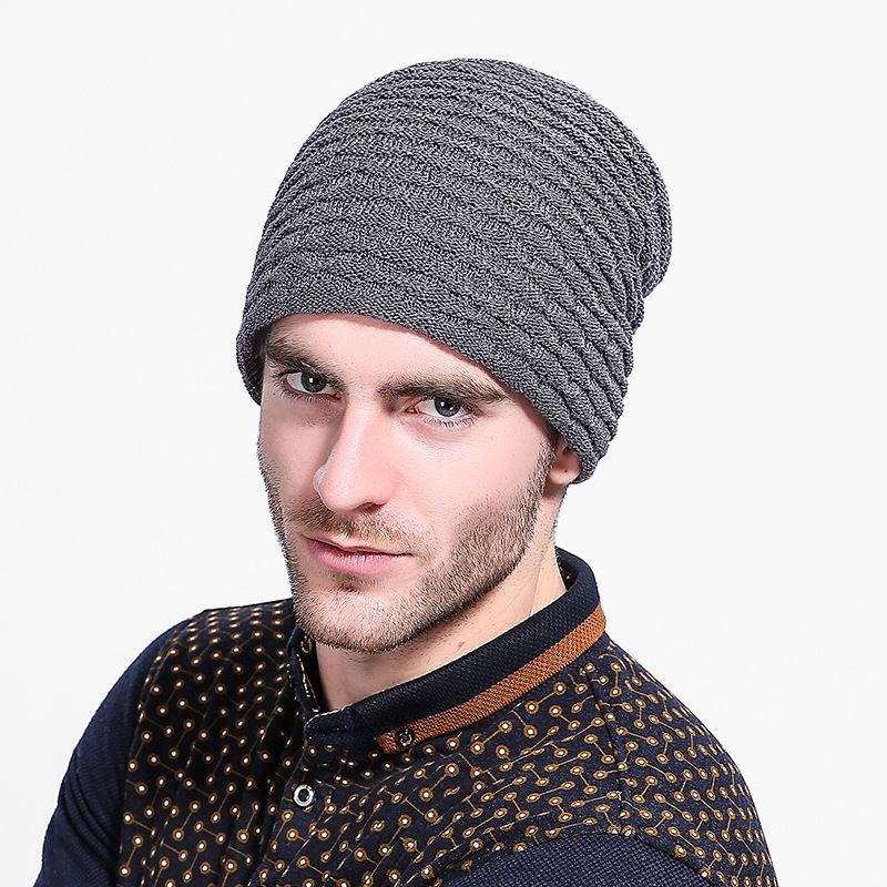 Menn Dame Stripe Strikket Tykkere Varm Beanie Cap