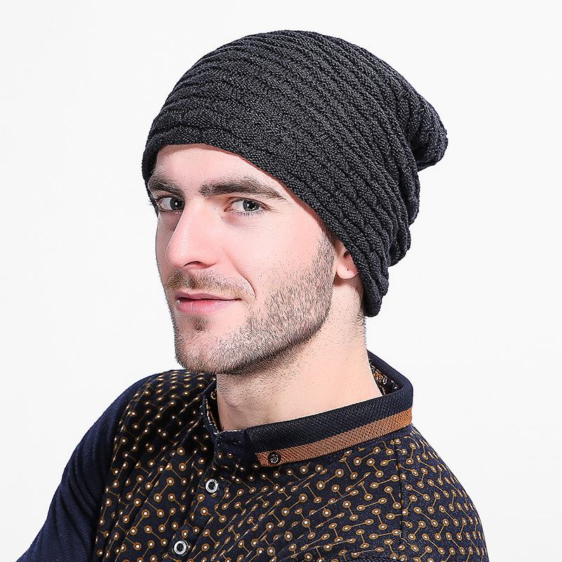 Menn Dame Stripe Strikket Tykkere Varm Beanie Cap