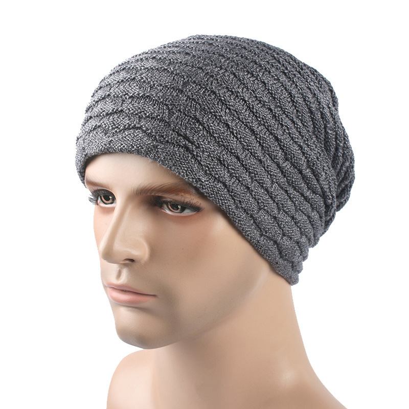 Menn Dame Stripe Strikket Tykkere Varm Beanie Cap