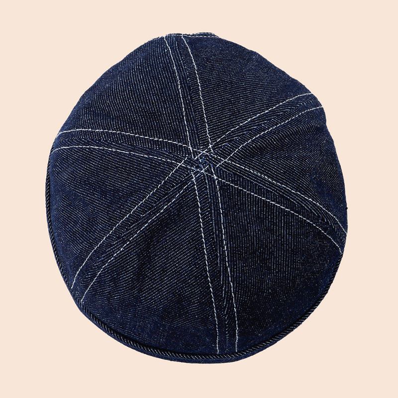 Menn Denim Dome Brev Broderi Utleier Cap Hip Hop Sommer Solskjerm Justerbar Brimless Beanie Skull Cap