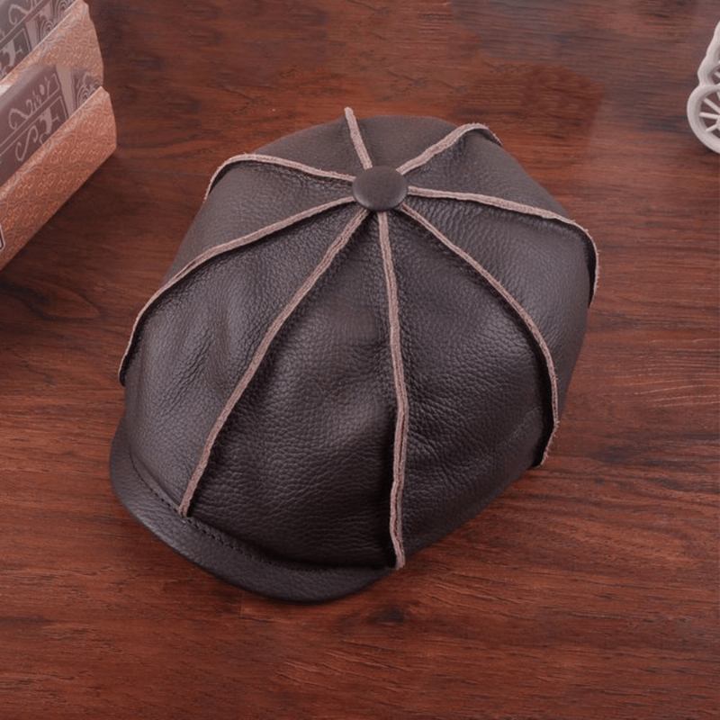 Menn Ekte Skinn Fritids Hold Varmen Artist Style Newsboy Hat Beret Hat