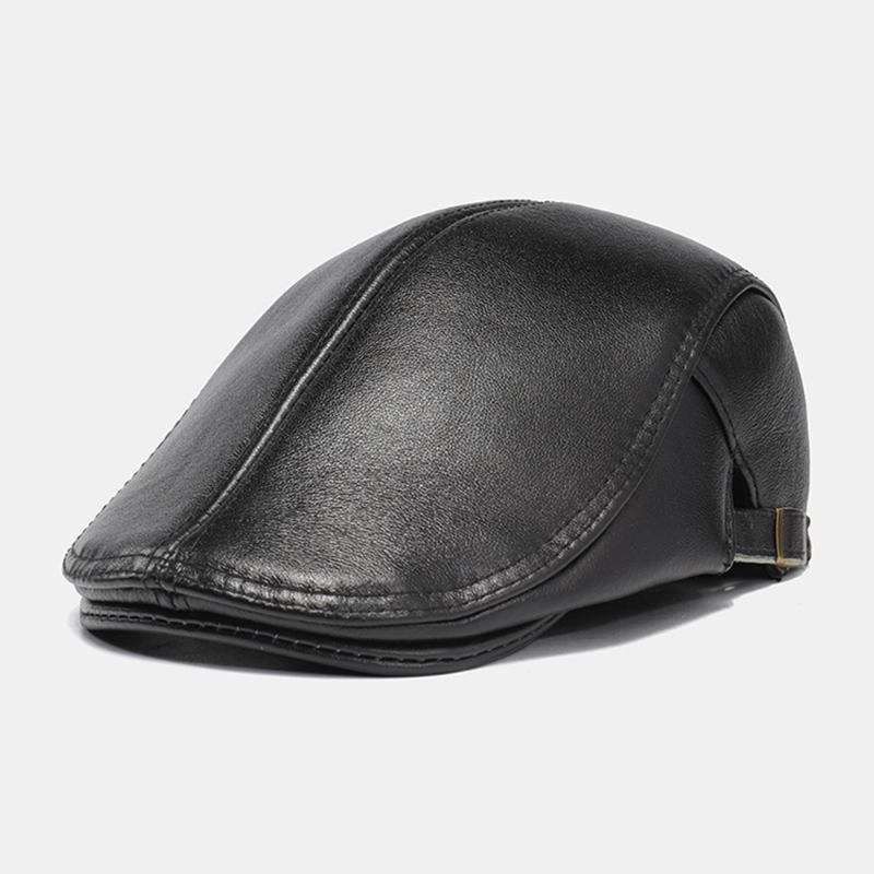 Menn Ekte Skinn Fritids Retro Mote Forward Hat Beret Hat