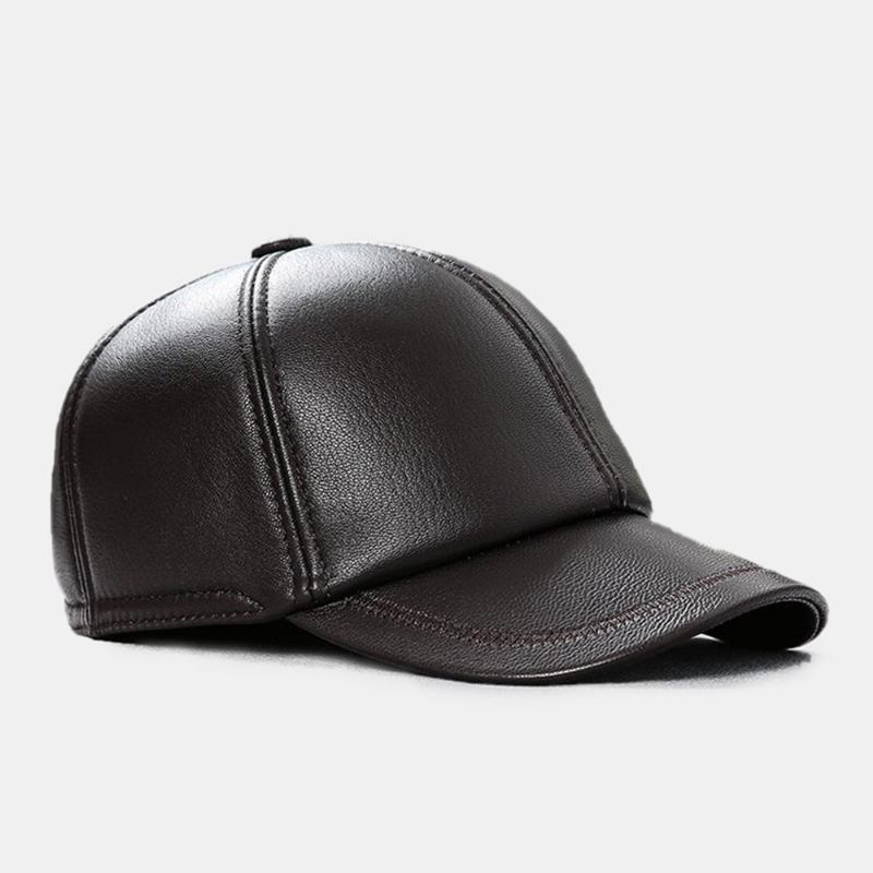 Menn Ekte Skinn Patchwork Broderitråd Dome Uformell Vindtett Solseil Baseballcaps