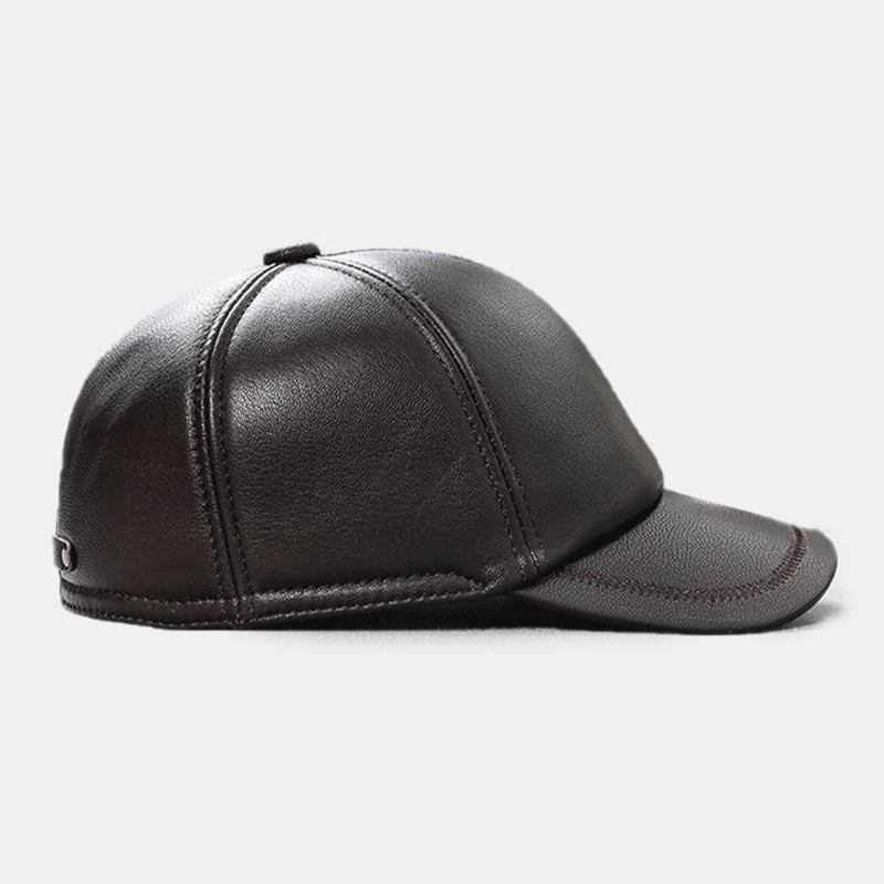 Menn Ekte Skinn Patchwork Broderitråd Dome Uformell Vindtett Solseil Baseballcaps