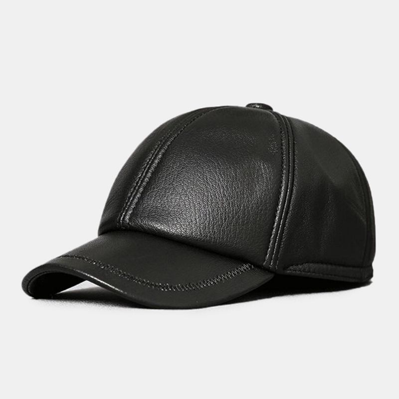 Menn Ekte Skinn Patchwork Broderitråd Dome Uformell Vindtett Solseil Baseballcaps