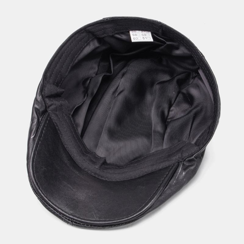 Menn Ekte Skinn Saueskinn Holde Varmen Gittermønster Uformell Universal Brett Solid Forward Hat Beret Hat