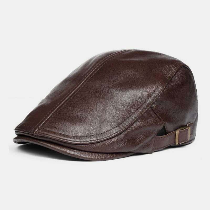 Menn Ekte Skinn Solid Klassisk Fritids Forward Hat Beret Hat