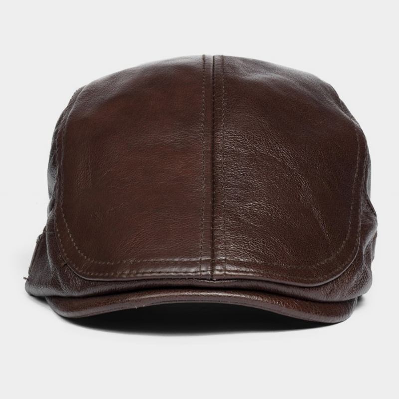 Menn Ekte Skinn Solid Klassisk Fritids Forward Hat Beret Hat