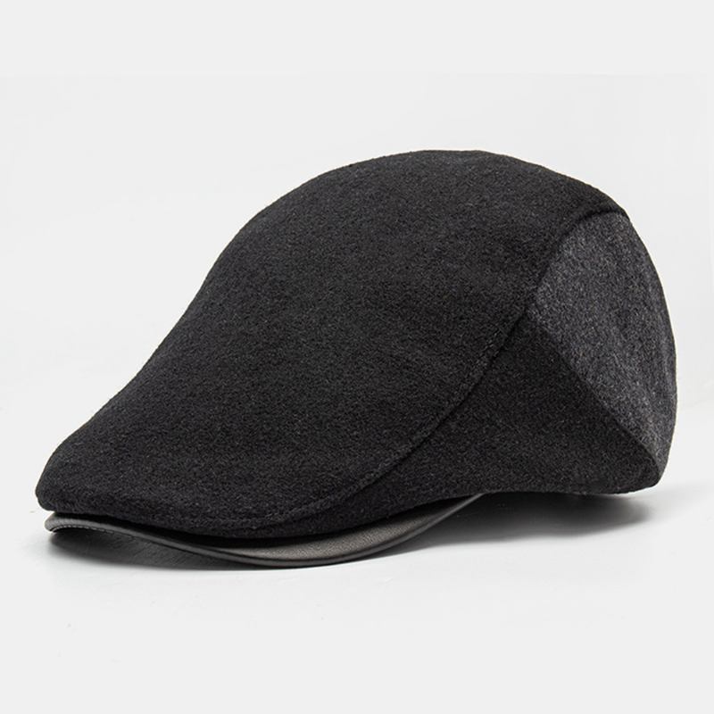 Menn Farge Matchende Skinnbrem Flat Cap Høst Vinter Varm Fritids Wild Berets Frem Hat