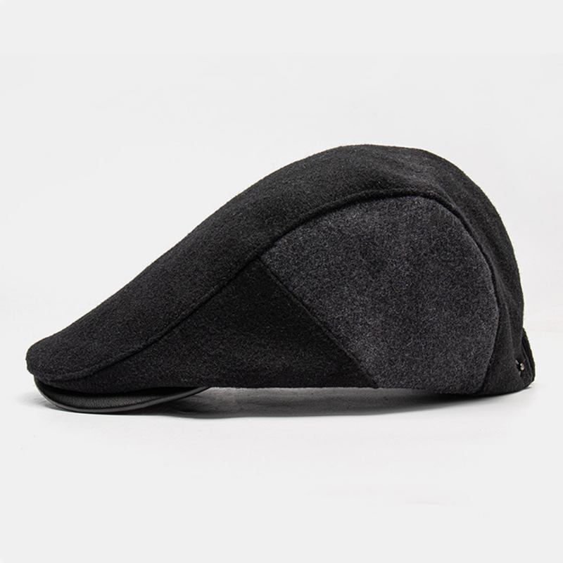 Menn Farge Matchende Skinnbrem Flat Cap Høst Vinter Varm Fritids Wild Berets Frem Hat