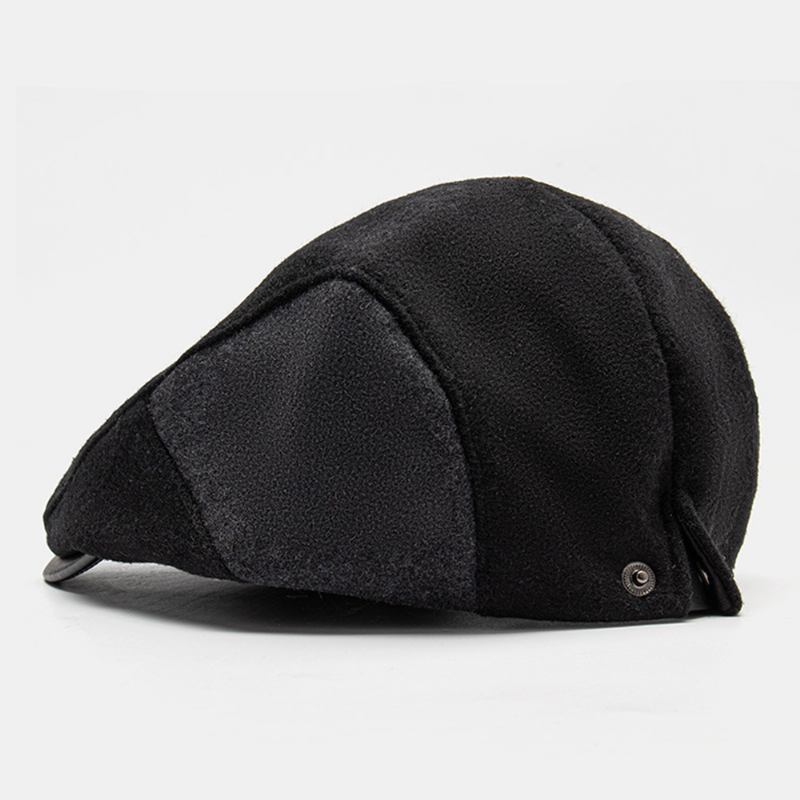 Menn Farge Matchende Skinnbrem Flat Cap Høst Vinter Varm Fritids Wild Berets Frem Hat