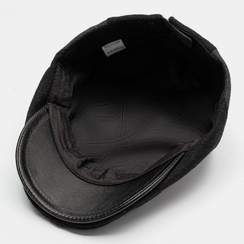 Menn Farge Matchende Skinnbrem Flat Cap Høst Vinter Varm Fritids Wild Berets Frem Hat