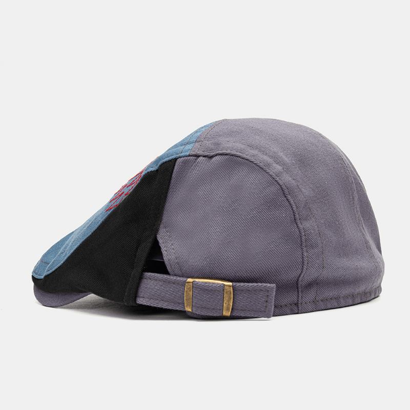 Menn Farge-matching Hånd Justerbar Mote Uformell Solskjerm Beret Cap Flat Hat