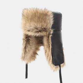 Menn Faux Fox Pels Tykke Varm Vindtett Trapper Hat Vinter Outdoor Riding Ørebeskyttelse Ushanka Hat