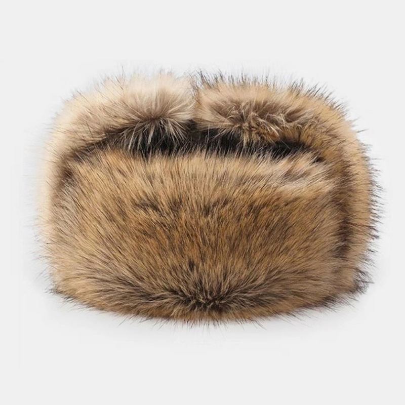 Menn Faux Fox Pels Tykke Varm Vindtett Trapper Hat Vinter Outdoor Riding Ørebeskyttelse Ushanka Hat