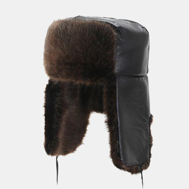 Menn Faux Fox Pels Tykke Varm Vindtett Trapper Hat Vinter Outdoor Riding Ørebeskyttelse Ushanka Hat