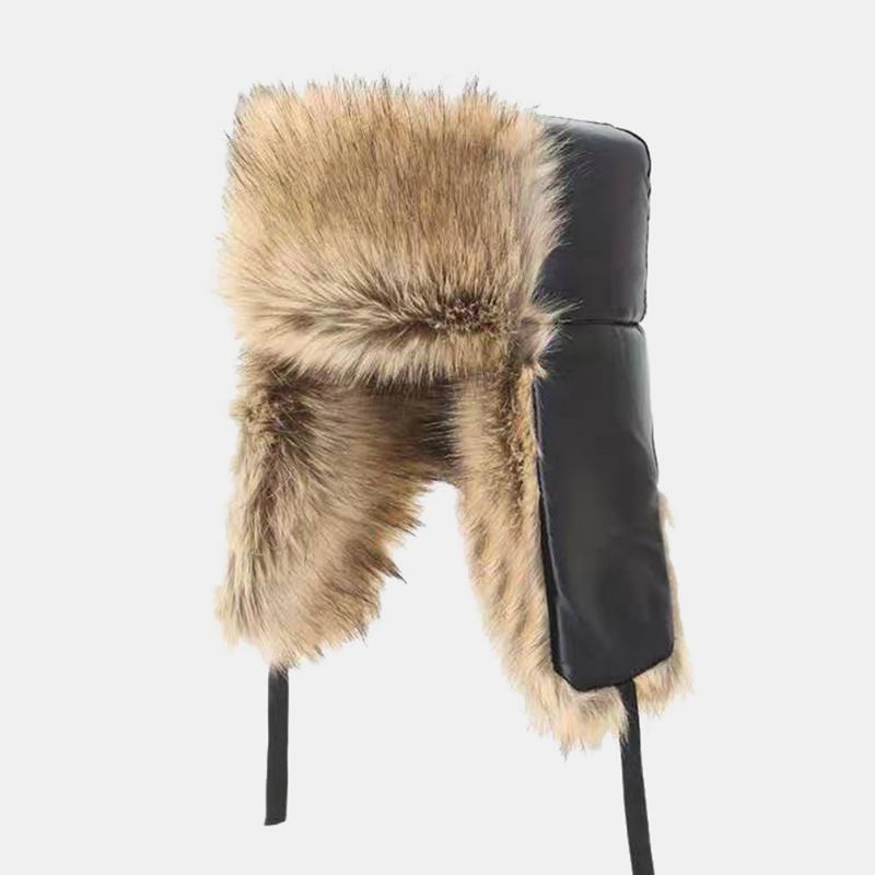 Menn Faux Fox Pels Tykke Varm Vindtett Trapper Hat Vinter Outdoor Riding Ørebeskyttelse Ushanka Hat