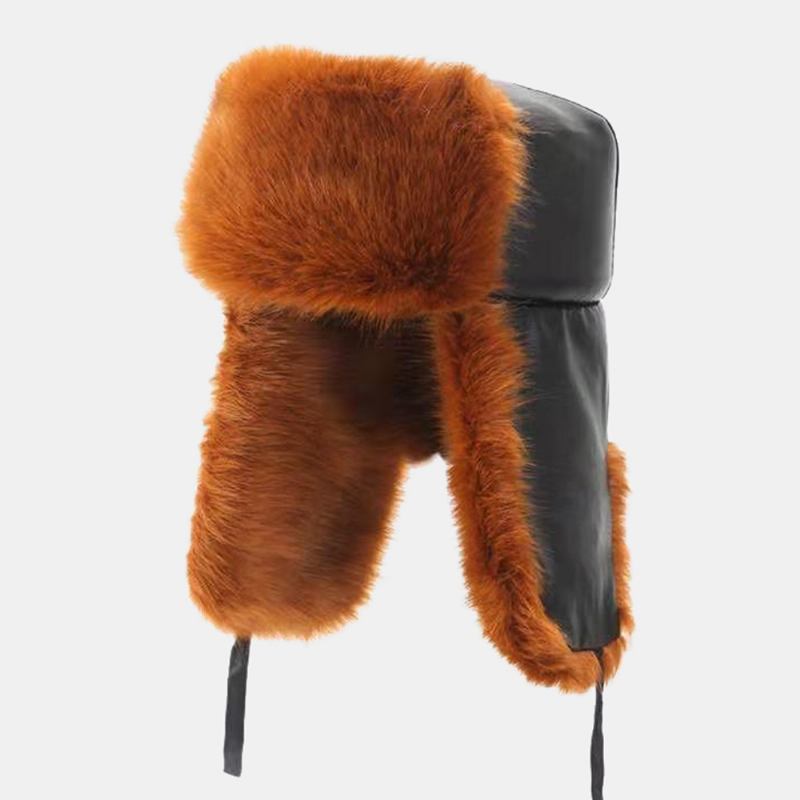 Menn Faux Fox Pels Tykke Varm Vindtett Trapper Hat Vinter Outdoor Riding Ørebeskyttelse Ushanka Hat