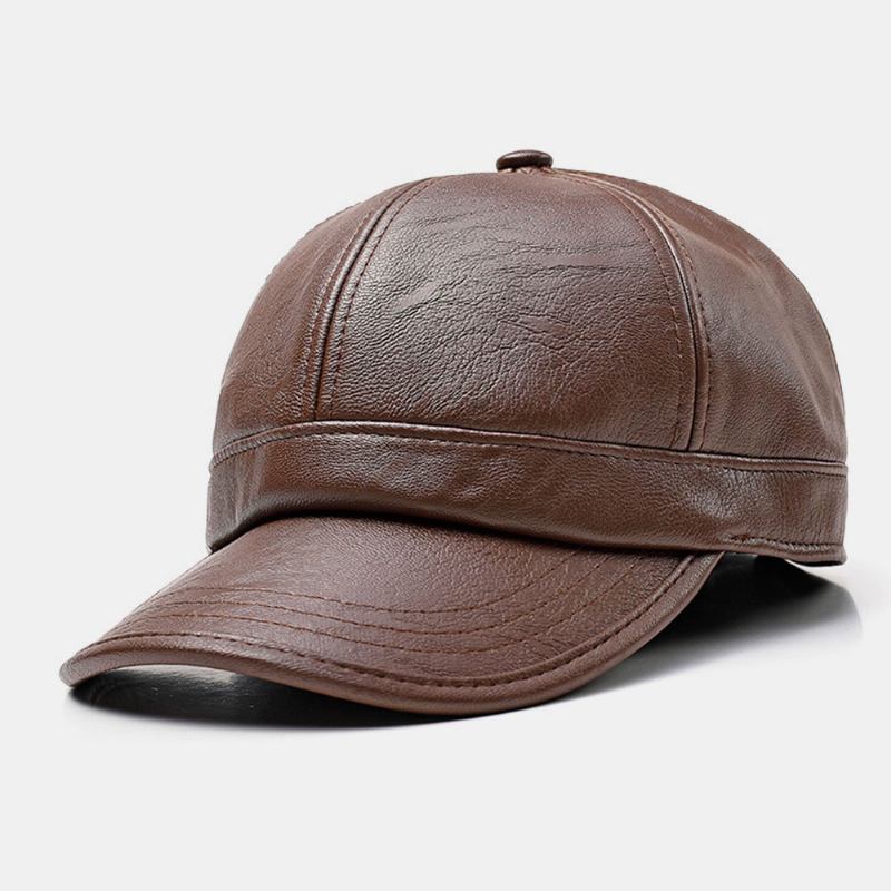 Menn Faux Leather Ørebeskyttet Hold Varmen Fritids Solid Baseball Hat