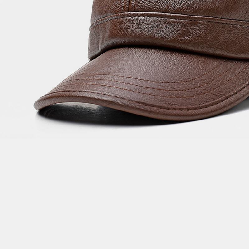 Menn Faux Leather Ørebeskyttet Hold Varmen Fritids Solid Baseball Hat