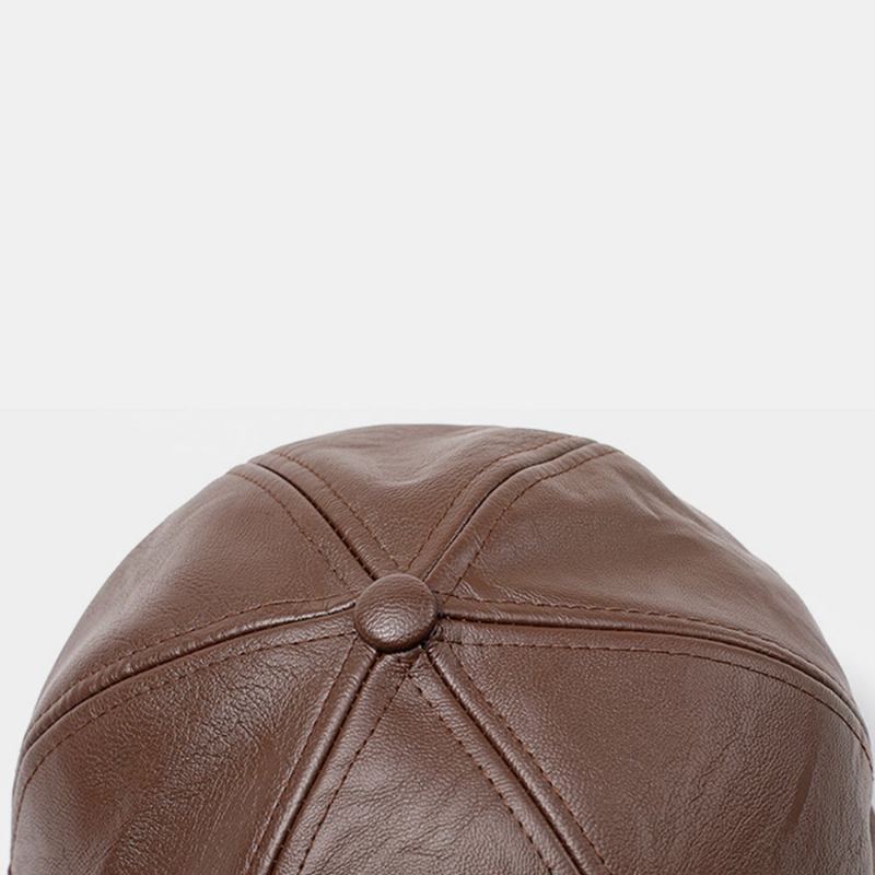 Menn Faux Leather Ørebeskyttet Hold Varmen Fritids Solid Baseball Hat